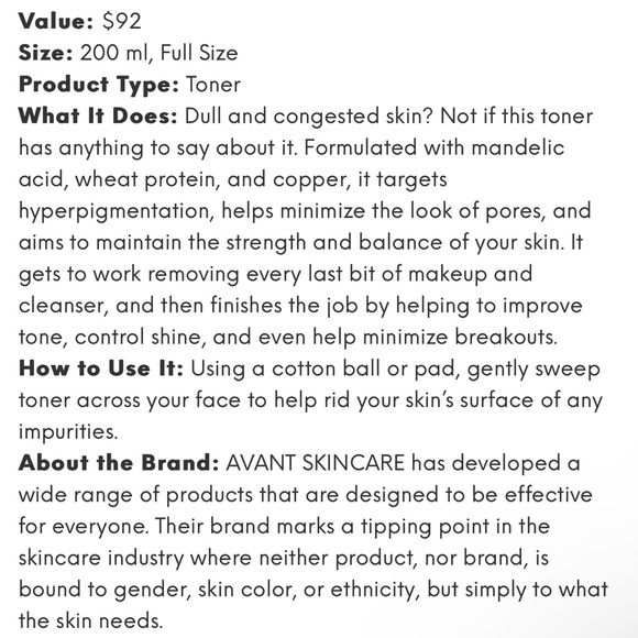 AVANT SKINCARE TONER - Picture 2 of 2